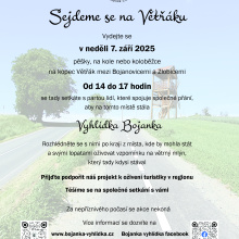 Pozvánka „Sejdeme se na Větřáku“ v neděli 7. 9. 2025 v Bajanovicích